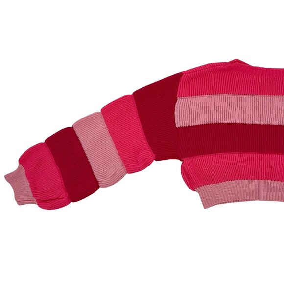 Barbiecore Cropped Hot Pink Ribbed Knit Sweater - Picture 10 of 11